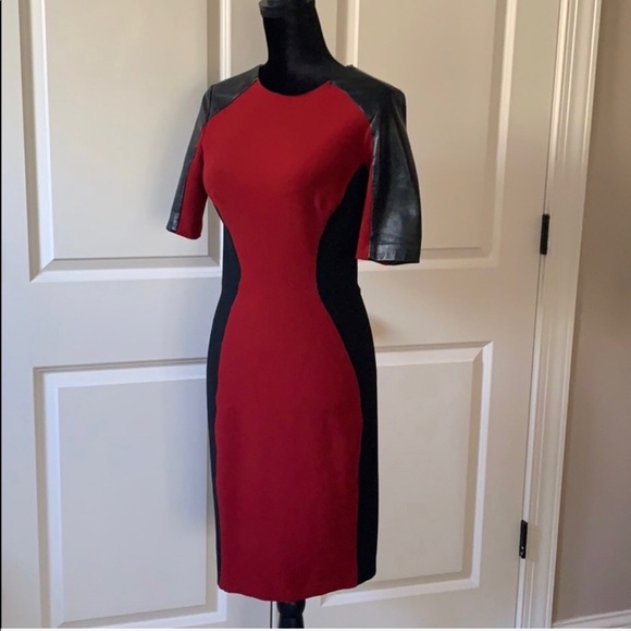 zara red and black dress